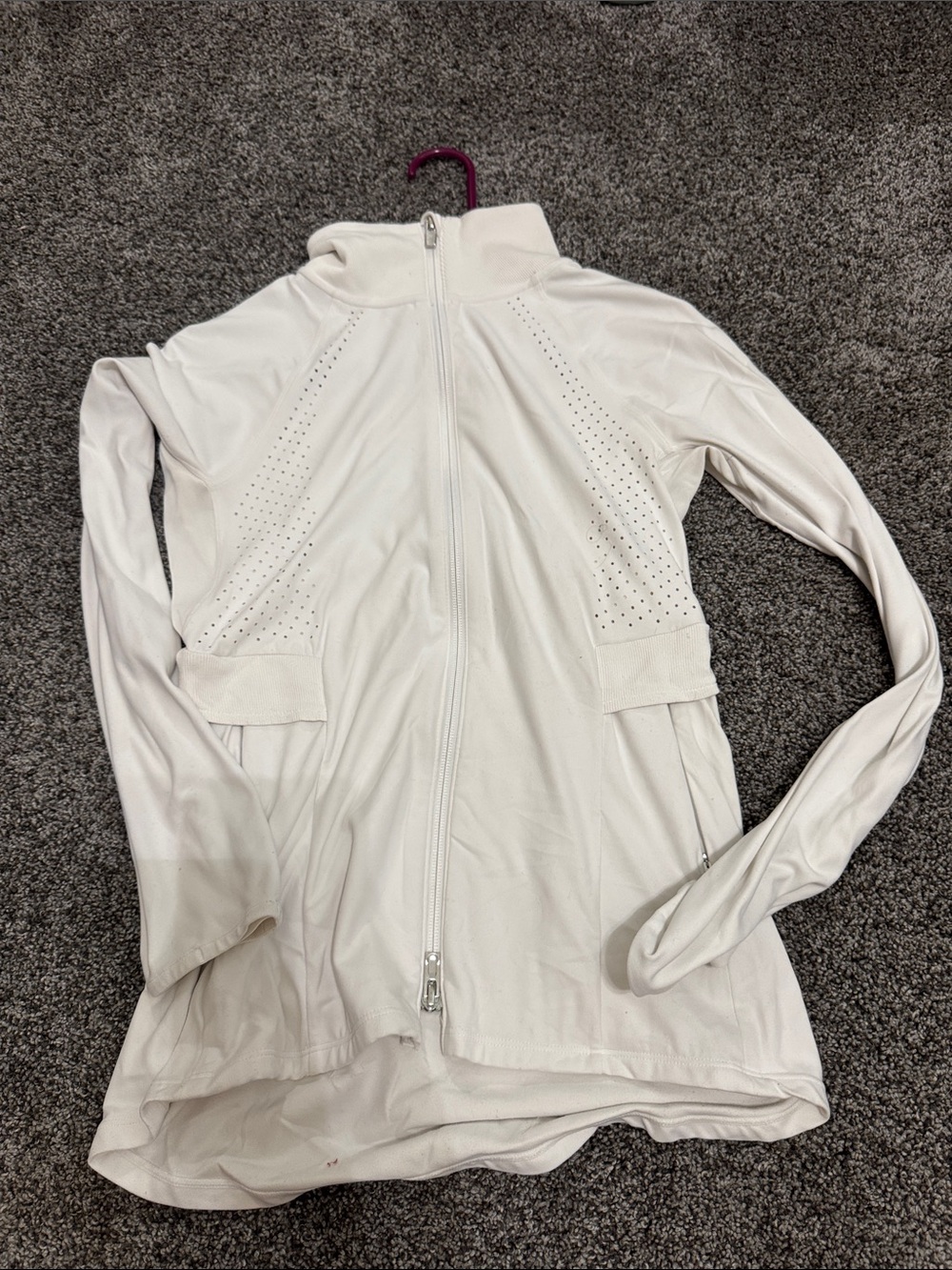 Athleta Cream Full-Zip Lightweight Bomber Jacket